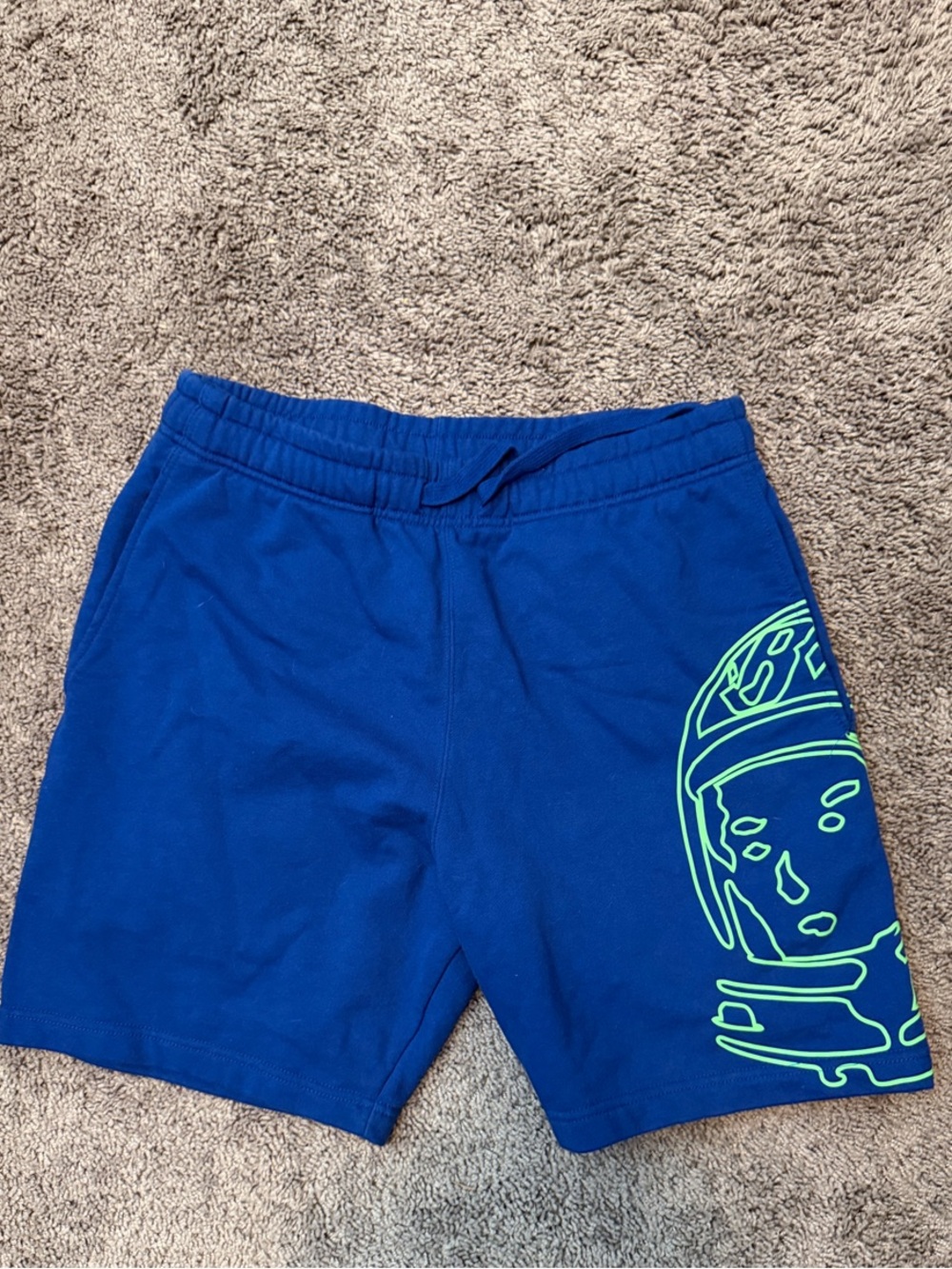 Billionaire Boys Club Blue Athletic Shorts with Neon Green Astronaut Graphic